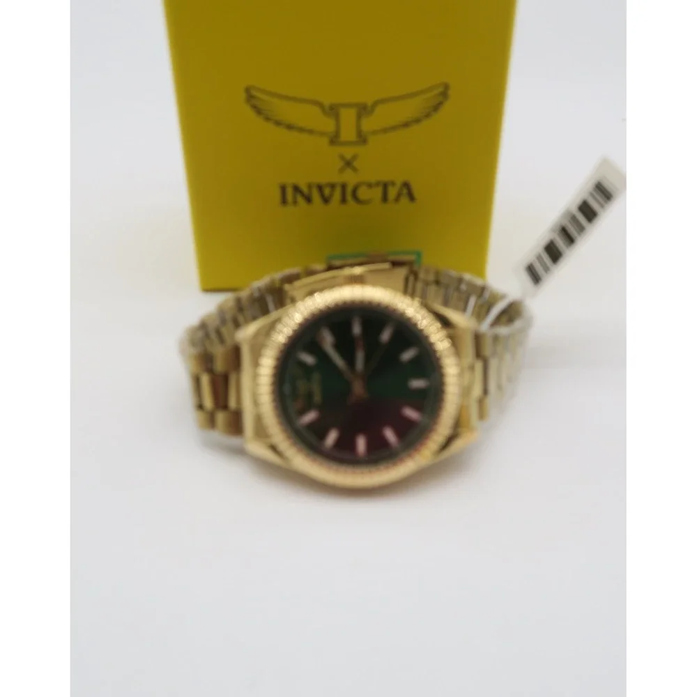 Invicta Specialty I by Invicta 40mm Gold Tone Green Dial Fluted Bezel Watch NEW
